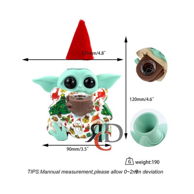 SILICONE HAND PIPE BABY YODA CHRISTMAS SP801 1CT